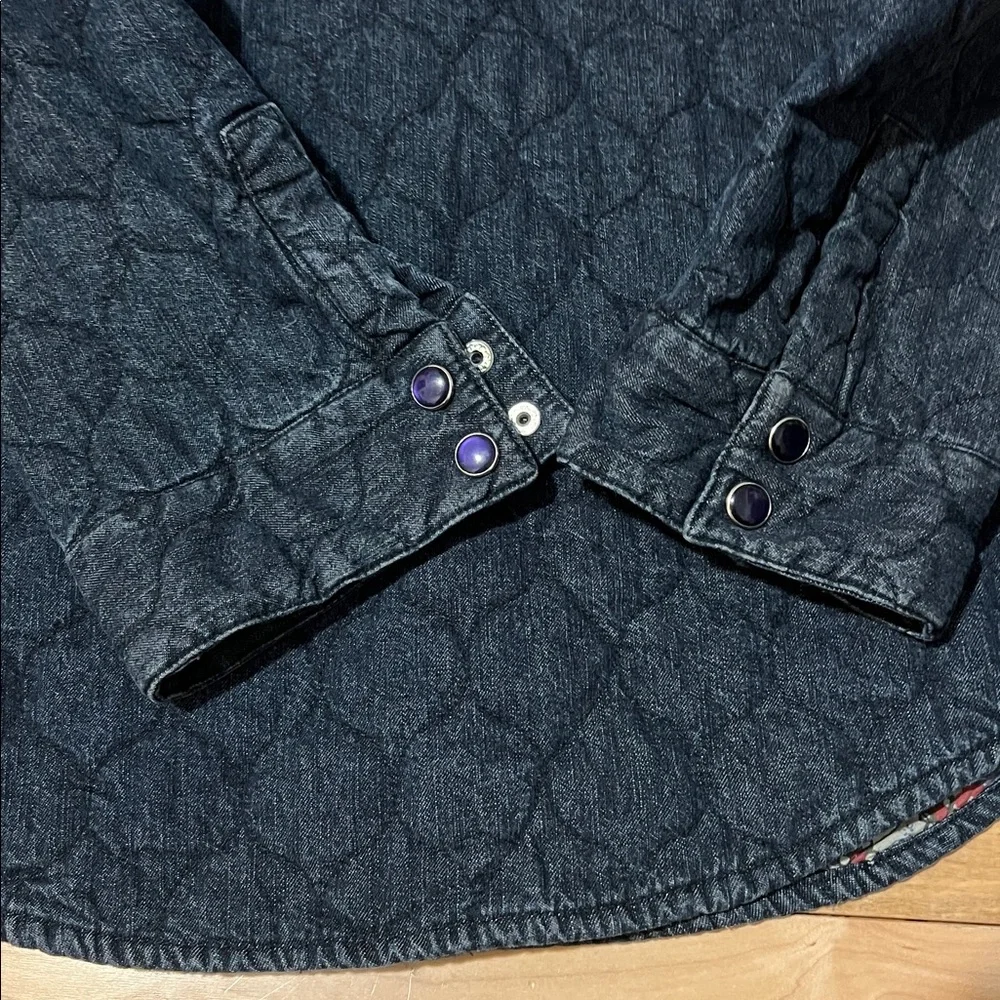 Cotton Ginny Dark Denim Quilted Shirt - Picture 9 of 12